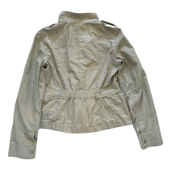 Ann Taylor Cotton Beige/Tan/Neutral Zip Up Cargo/Utility Jacket, Pockets, 6 - Picture 3 of 14